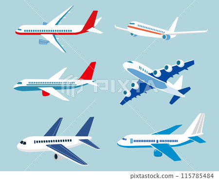 Blue sky background illustration set with airplane 115785484