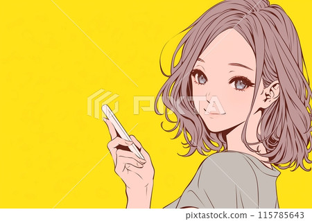 Smartphone Girl Yellowback "AI Generated Images" 115785643