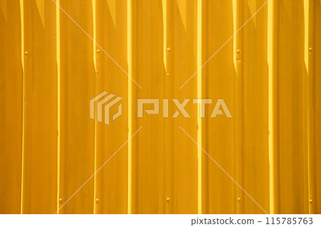 Yellow Stripe steel metal sheet for cargo container line industry wall texture pattern for background. 115785763