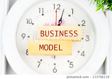 BUSINESS MODEL text inscription on the wooden blocks BUSINESS MODEL text inscription on the wooden blocks 115786119