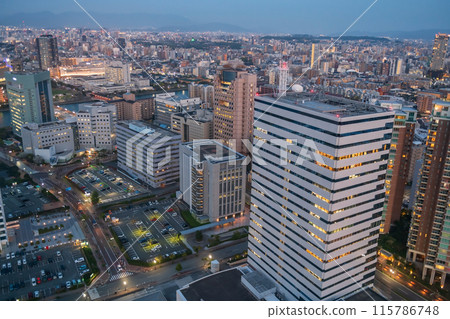 Aerial cityscape view at business area from Fukuoka tower 115786748