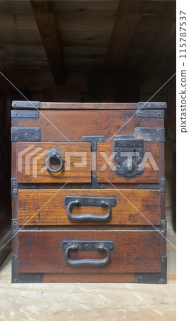 Old furniture chest of drawers, old folk tools 115787537