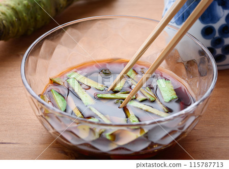 Wasabi pickled in soy sauce 115787713