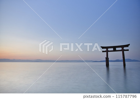 白鬚神社，清晨的大鳥居湖門，水平構圖 26 115787796