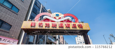 「東京」 豐島區巢鴨地藏通商店街的藍天與風景 115788212