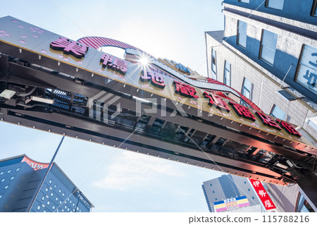 「東京」 豐島區巢鴨地藏通商店街的藍天與風景 「東京」 豐島區巢鴨地藏通商店街的藍天與風景 115788216