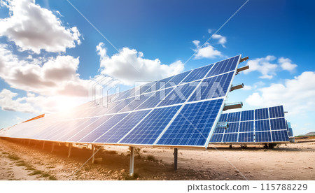 CG material: Image cut of blue sky and solar panels 115788229