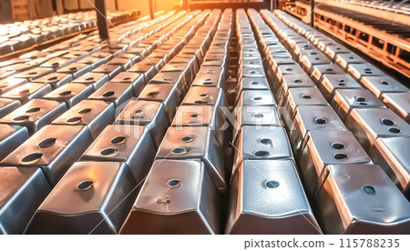 CG material: Image cut of iron ingots lined up 115788235