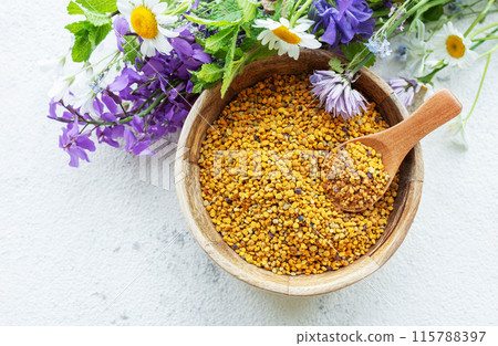 Healthy bee pollen grains Healthy bee pollen grains 115788397