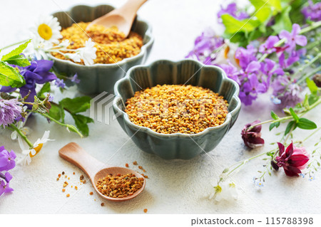 Healthy bee pollen grains Healthy bee pollen grains 115788398