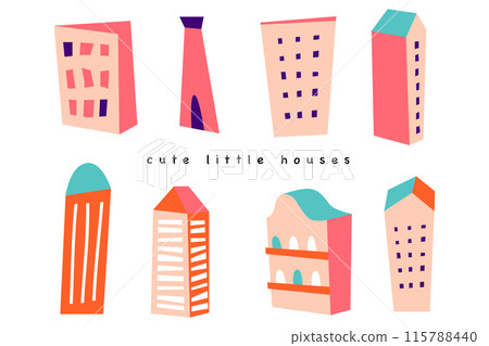 Colorful little cute buildings illustration Colorful little cute buildings illustration 115788440
