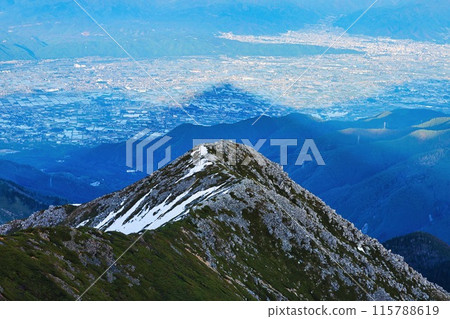 Azumino as seen from Mount Jonen in the Northern Alps Azumino as seen from Mount Jonen in the Northern Alps 115788619