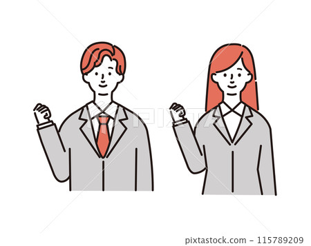 Men and women who make guts poses in suits 115789209