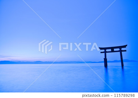 白須神社,清晨的大鳥居湖,水平構圖 22 白須神社,清晨的大鳥居湖,水平構圖 22 115789298