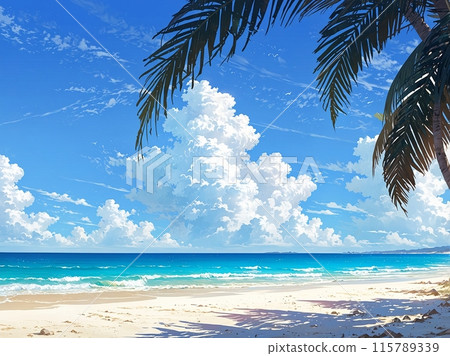 Beautiful tropical beach and azure sky Beautiful tropical beach and azure sky 115789339