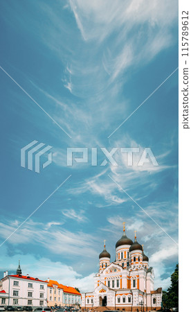 Tallinn, Estonia. Alexander Nevsky Cathedral. Famous Orthodox Cathedral. Popular Landmark And Destination Scenic. UNESCO World Heritage Site 115789612