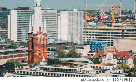 Stockholm, Sweden. Elevated View Of St. Clara Or Saint Klara Church In Summer Sunny Modern Cityscape Skyline 115789616