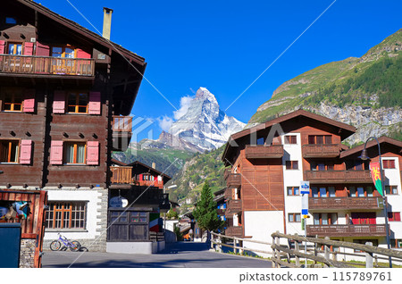 The Matterhorn as seen from the town of Zermatt [Switzerland] 115789761