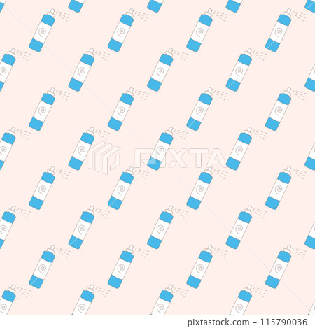 Hair cosmetics seamless pattern. Styling and haircare repeat background. Bottles of spray Vector outline flat illustration. Hair cosmetics seamless pattern. Styling and haircare repeat background. Bottles of spray Vector outline flat illustration. 115790036
