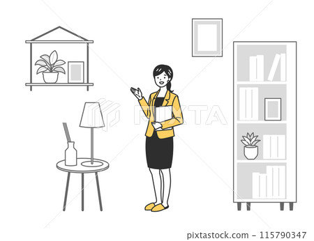 A woman showing rooms and insurance 115790347