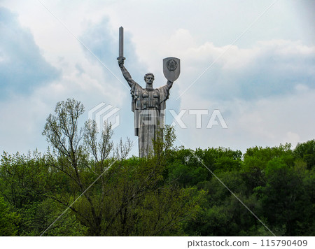 Ukraine, Kiev - April 30, 2011: Monumental sculpture "Motherland" (Kiev, Ukraine) Ukraine, Kiev - April 30, 2011: Monumental sculpture "Motherland" (Kiev, Ukraine) 115790409