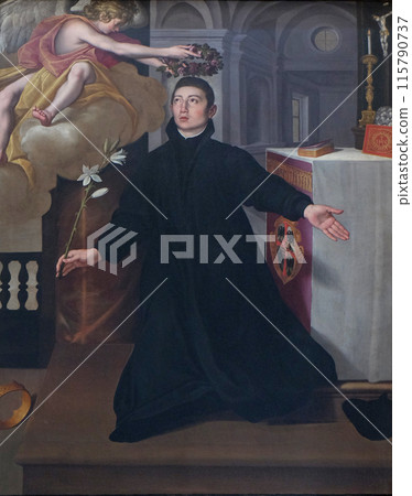 Saint Aloysius Gonzaga, altarpiece in Mantua Cathedral dedicated to Saint Peter, Mantua, Italy 115790737