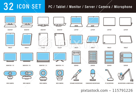 PC and digital device icon illustration set PC and digital device icon illustration set 115791226