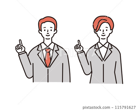 Men and women in suits pointing 115791627