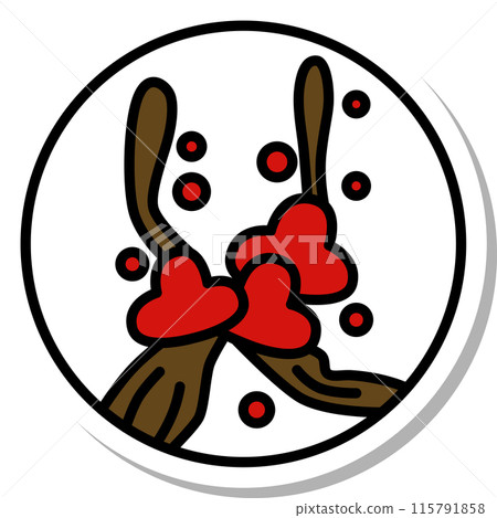 Sticker-style circular mini Hanafuda cards - Kisaragi plum blossoms, February plum blossoms Sticker-style circular mini Hanafuda cards - Kisaragi plum blossoms, February plum blossoms 115791858