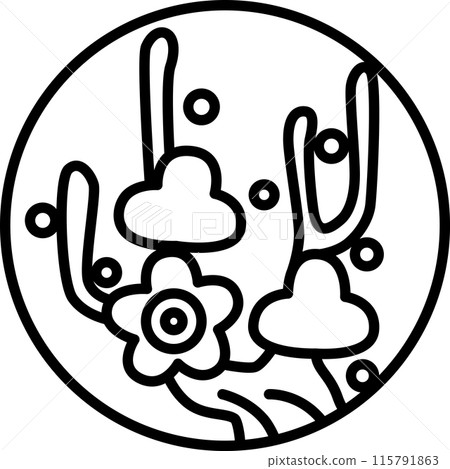 線描圓形迷你花札如月梅二月梅渣 115791863