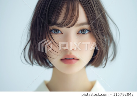 AI-generated image of a woman with short brown hair 115792042