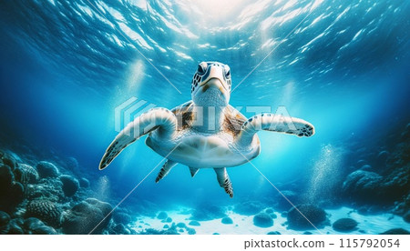 Green turtle swimming gracefully 115792054