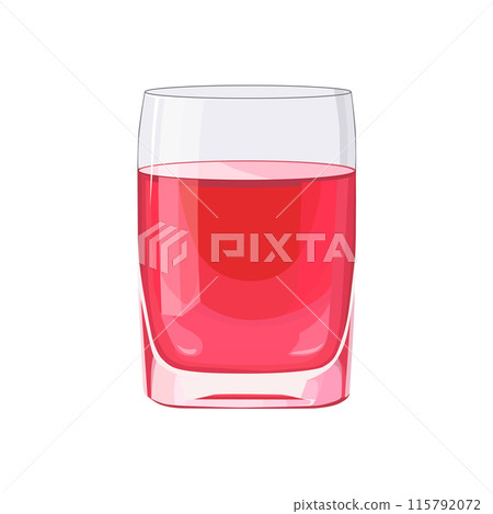 Full glass of pink red juice. Isolated vector summer drink for flat design 115792072