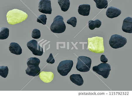 黑色和黃綠色的石頭圍成一個圓圈 115792322