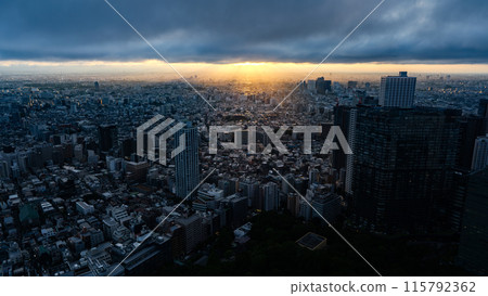 Sunset and cityscape from Tokyo Metropolitan Government Building - View of a cloudy sky - Cityscape Sunset and cityscape from Tokyo Metropolitan Government Building - View of a cloudy sky - Cityscape 115792362