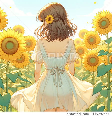 woman in sunflower field woman in sunflower field 115792535