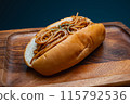 Delicious-looking yakisoba bread on a plate 115792536