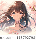 Woman with cherry blossoms in the background 115792798