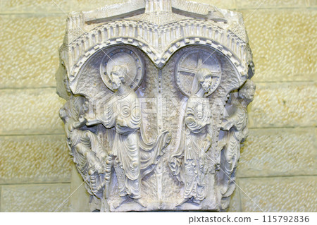 Capital from the Crusader church in the Church of Saint Joseph in Nazareth, Israel Capital from the Crusader church in the Church of Saint Joseph in Nazareth, Israel 115792836