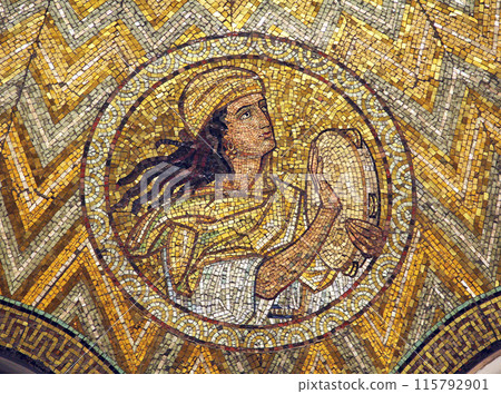 Adam, ceiling mosaic in Church of the Benedictine Abbey of the Assumption, Mount Zion, Jerusalem, Israel 115792901