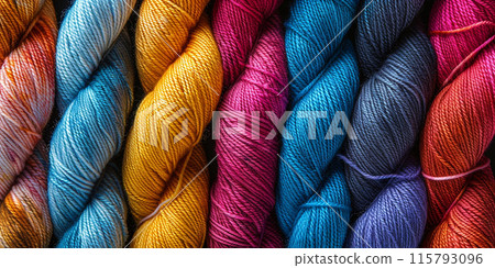 close-up of a skein with yarn. colored skeins of wool, background. handicrafts, hobbies close-up of a skein with yarn. colored skeins of wool, background. handicrafts, hobbies 115793096