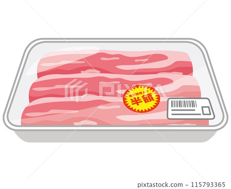 Beef with a half-price sticker on it, packaged beef Beef with a half-price sticker on it, packaged beef 115793365