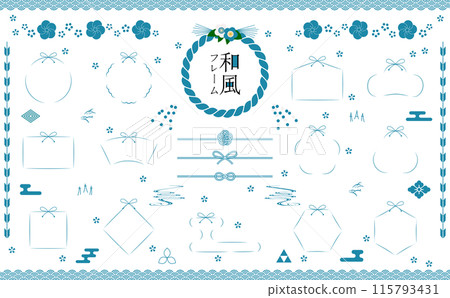Blue line frame set_Japanese style Blue line frame set_Japanese style 115793431