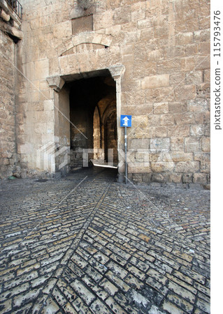 Zion Gate, circa 1540, one of Gates of the Old City of Jerusalem, Israel Zion Gate, circa 1540, one of Gates of the Old City of Jerusalem, Israel 115793476
