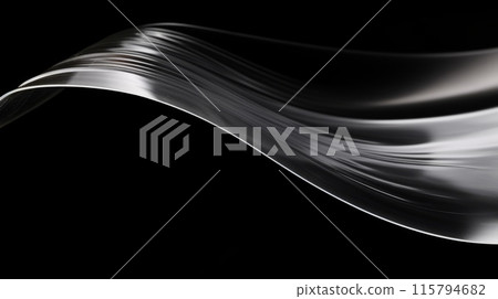 Abstract Flowing Metallic Wave on Black Background. Modern Minimalist Design Abstract Flowing Metallic Wave on Black Background. Modern Minimalist Design 115794682