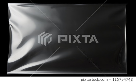 Shiny Black Plastic Bag on a Dark Background for Packaging and Storage 115794748