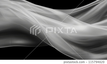 Abstract Flowing White Fabric on Black Background 115794820