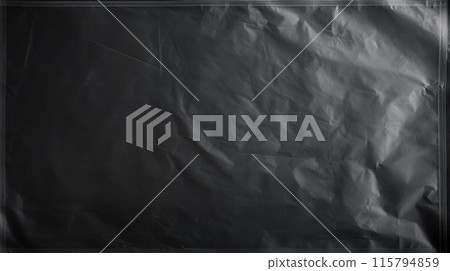 Crumpled Black Plastic Sheet. Textured Background for Modern Design and Creative Projects 115794859