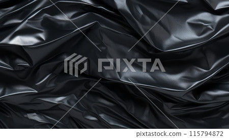 Dark Shiny Black Crumpled Plastic Texture Background for Modern Design Concepts 115794872