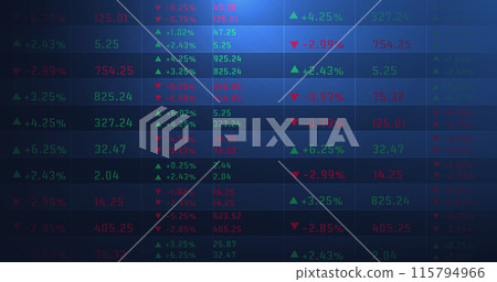 Display of stock market numbers. 115794966